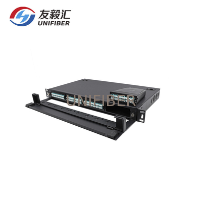19 Inch 1U 96 Port Rack Mount MPO Patch Panel With 4x24 Fiber Cassette Module
