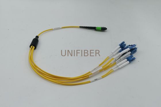 1m (3ft) MTP to 4 LC UPC Duplex, 8 Fibers, Single Mode (OS2), Plenum (OFNP), 0.35dB Max, Type B, Yellow