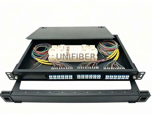 High Density 1U Rack Mount Enclosure, Tool-less Removable Top Cover, hold up 4 x LGX Cassetts, 96 Fibers(LC)