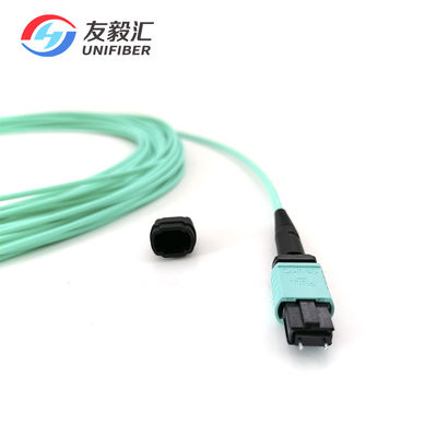 Male Aqua LSZH OM4 8 Fiber LC MPO MTP Patch Cord 3M