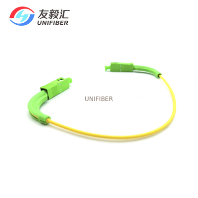 90 Degree Angled Boot SC / APC Simplex Fiber Optic Patch Cord Single Mode 0.3M